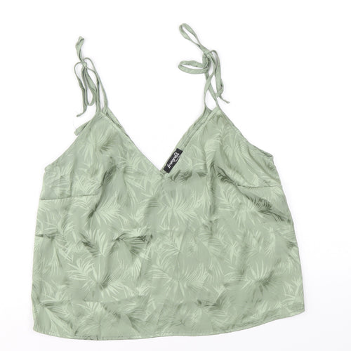 Loungable Womens Green Floral Polyester Camisole Tank Size 10 V-Neck - Leaf Print Tie Strap Detail