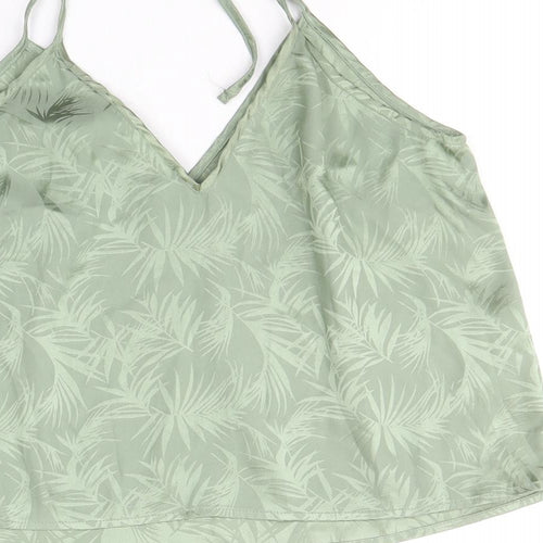 Loungable Womens Green Floral Polyester Camisole Tank Size 10 V-Neck - Leaf Print Tie Strap Detail