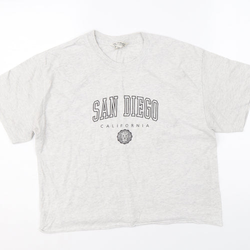 Miss Selfridge Womens Grey Cotton Basic T-Shirt Size M Round Neck