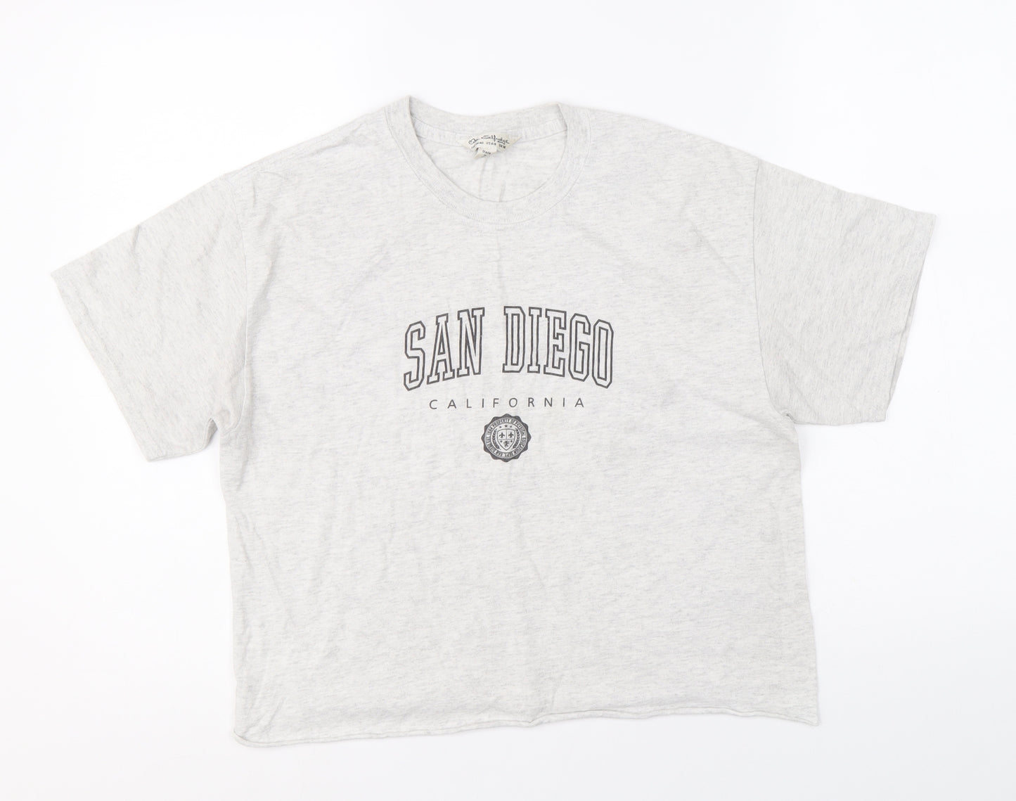 Miss Selfridge Womens Grey Cotton Basic T-Shirt Size M Round Neck