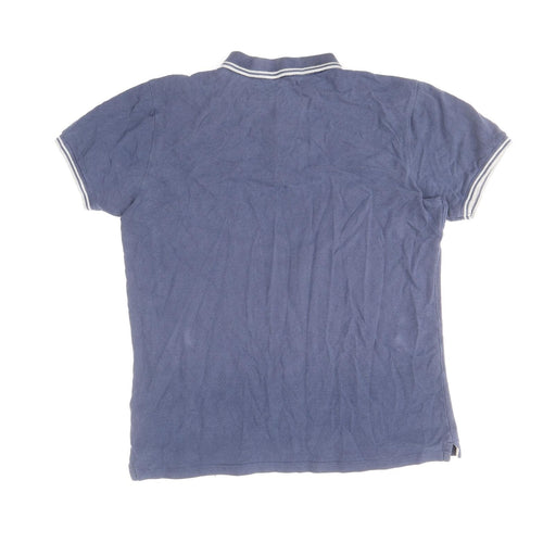 Cedar Wood State Mens Blue Cotton Polo Size M Collared Button