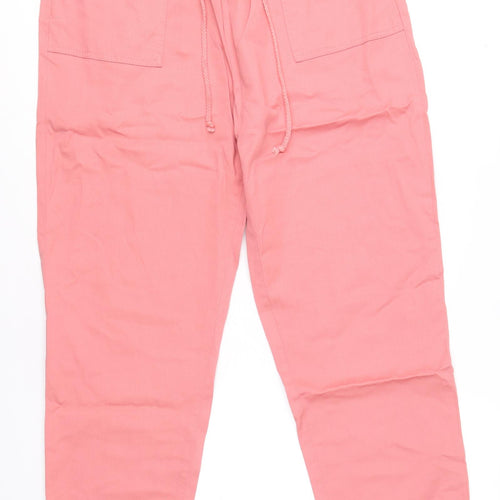 Damart Womens Pink Cotton Trousers Size 16 Regular Drawstring