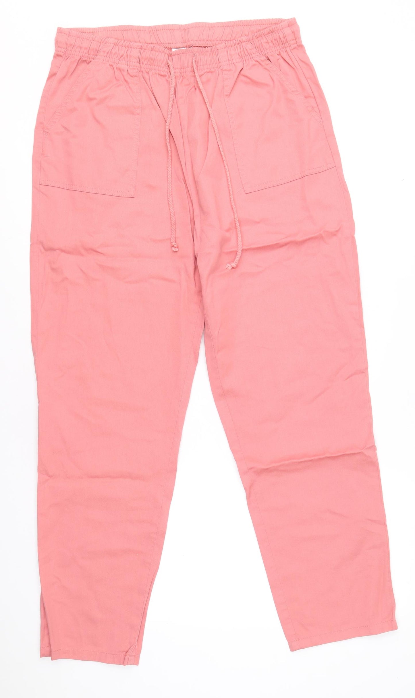 Damart Womens Pink Cotton Trousers Size 16 Regular Drawstring