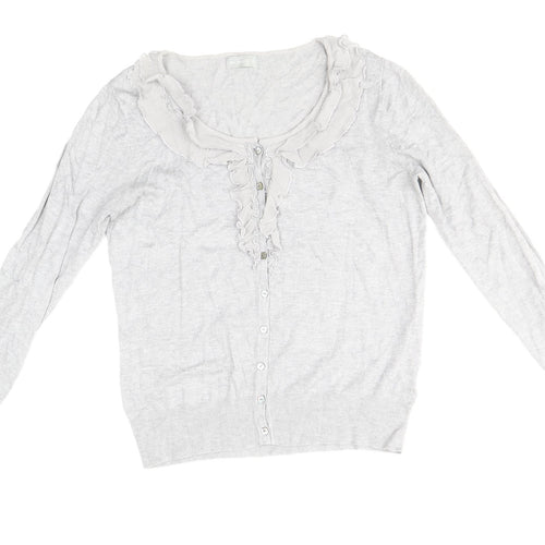Per Una Womens Grey Scoop Neck Acrylic Cardigan Jumper Size 12