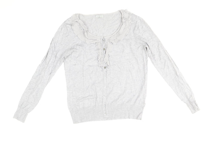 Per Una Womens Grey Scoop Neck Acrylic Cardigan Jumper Size 12