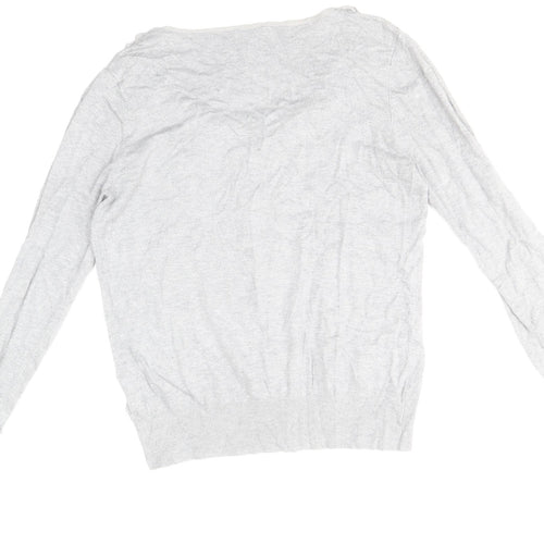 Per Una Womens Grey Scoop Neck Acrylic Cardigan Jumper Size 12