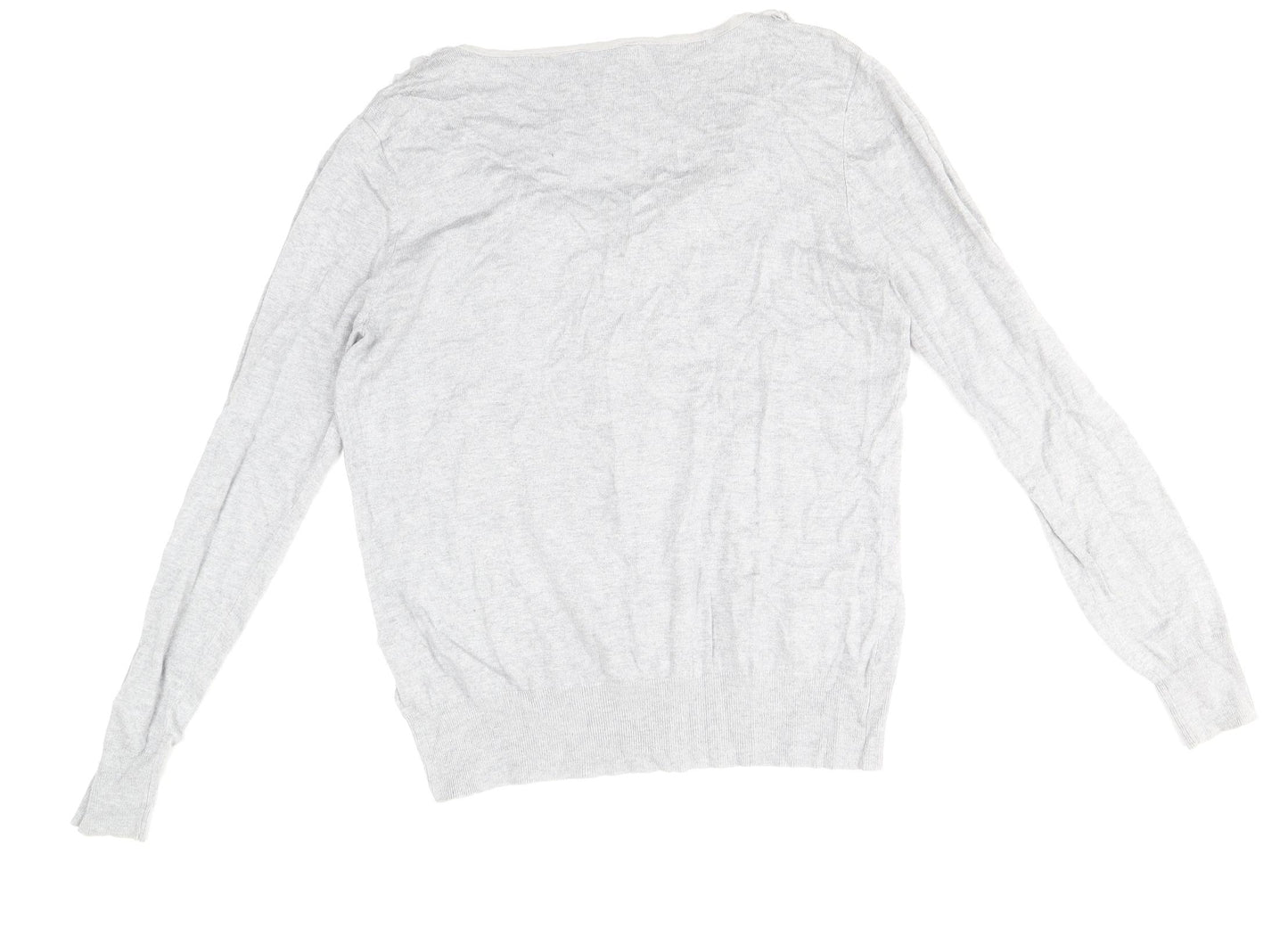 Per Una Womens Grey Scoop Neck Acrylic Cardigan Jumper Size 12