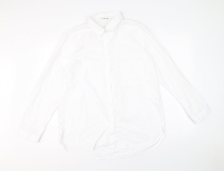 Cong Fan Mens White Polyester Dress Shirt Size XL V-Neck Button