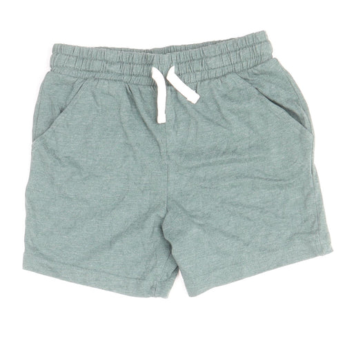 TU Boys Green Cotton Sweat Shorts Size 4-5 Years Regular Drawstring
