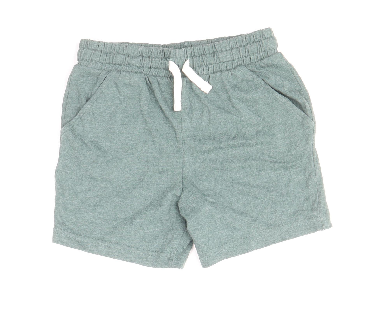 TU Boys Green Cotton Sweat Shorts Size 4-5 Years Regular Drawstring