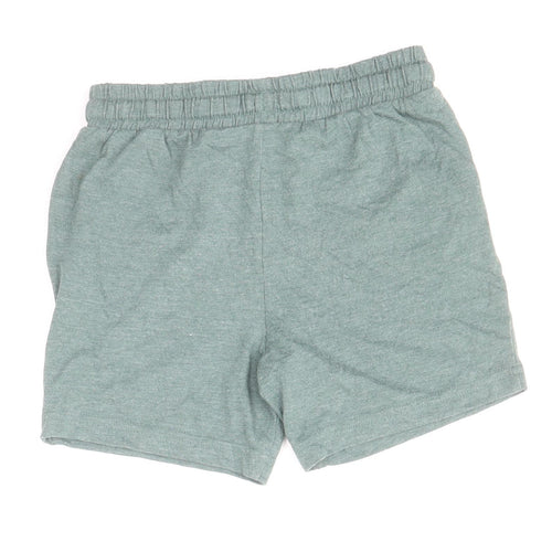 TU Boys Green Cotton Sweat Shorts Size 4-5 Years Regular Drawstring