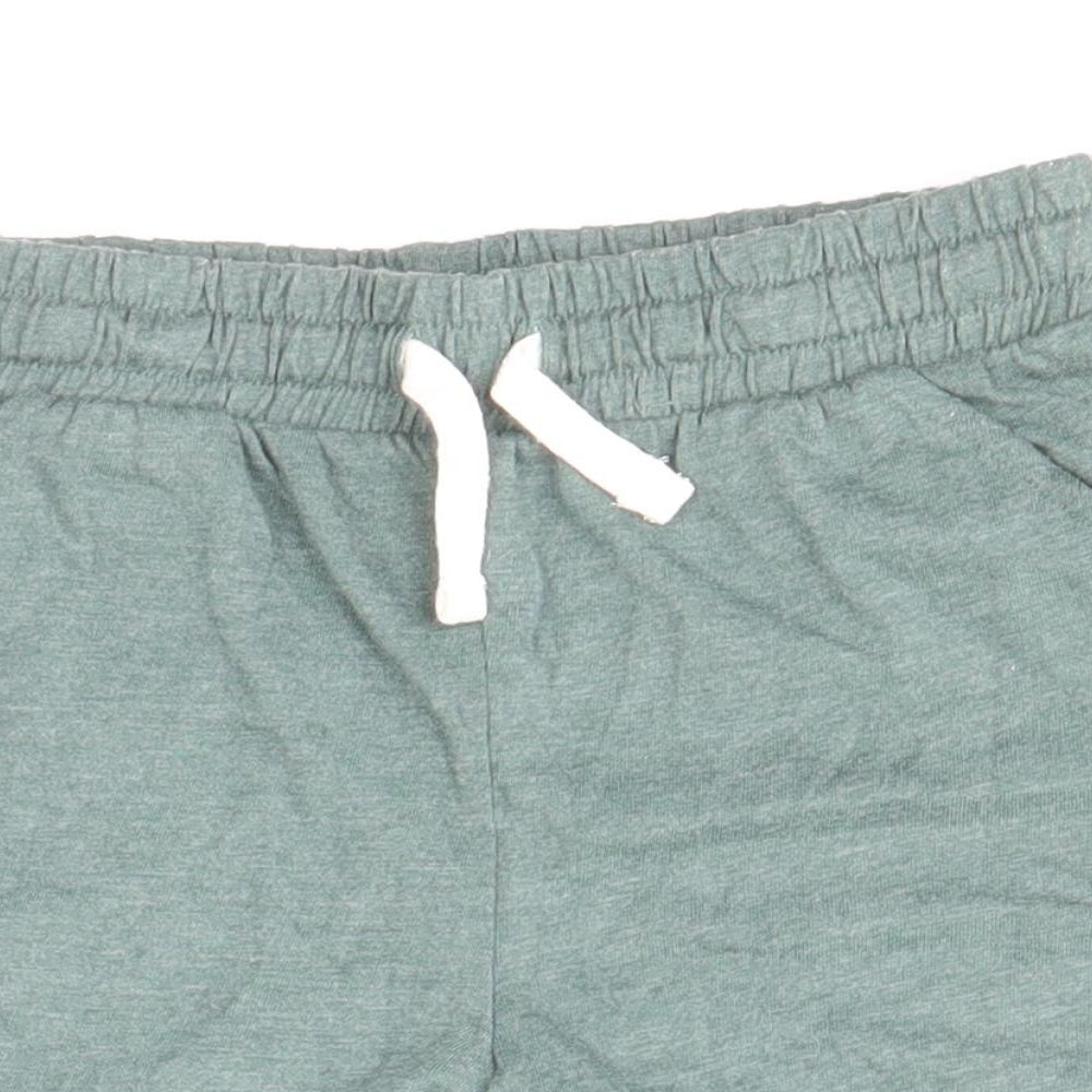 TU Boys Green Cotton Sweat Shorts Size 4-5 Years Regular Drawstring