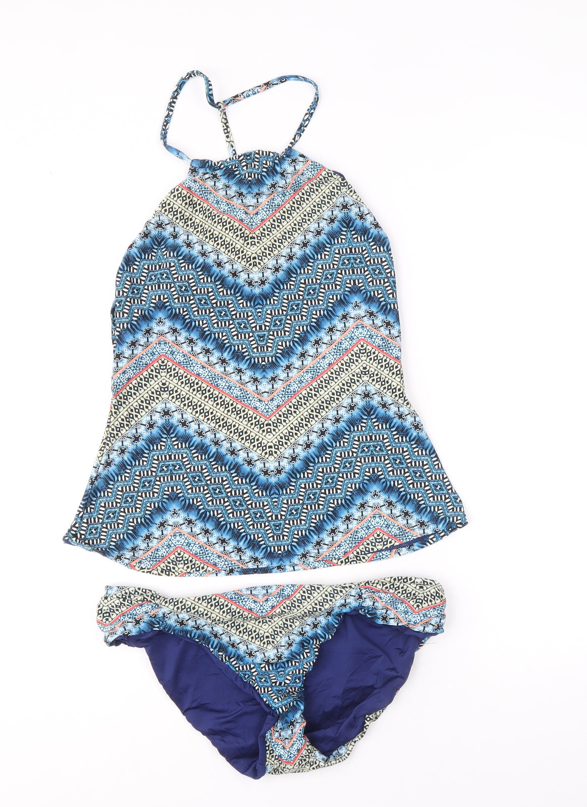 Lucky Brand Womens Blue Geometric Nylon Tankini Size M