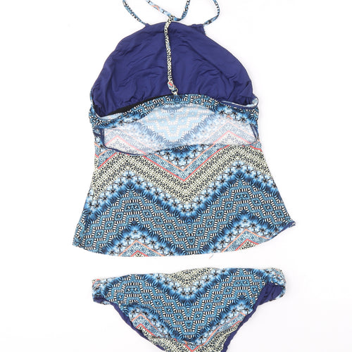 Lucky Brand Womens Blue Geometric Nylon Tankini Size M