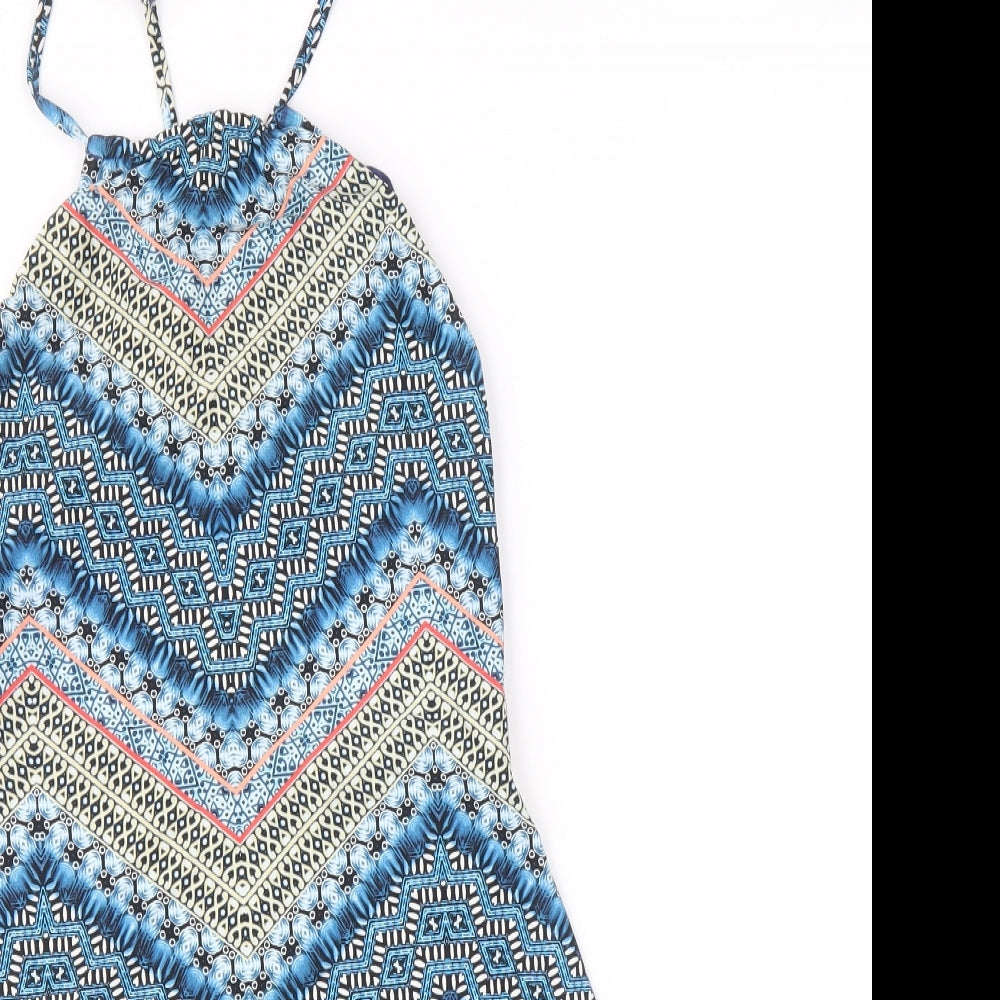 Lucky Brand Womens Blue Geometric Nylon Tankini Size M