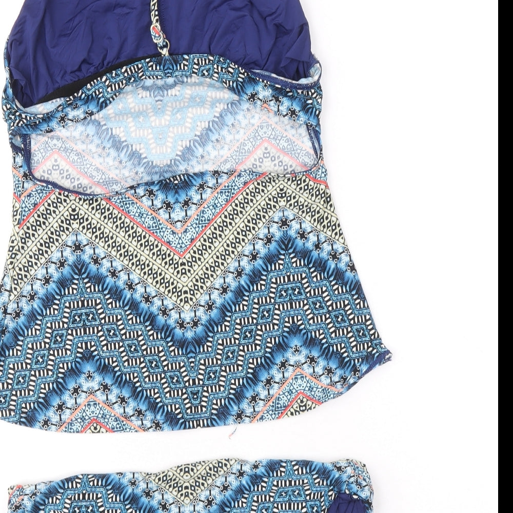 Lucky Brand Womens Blue Geometric Nylon Tankini Size M