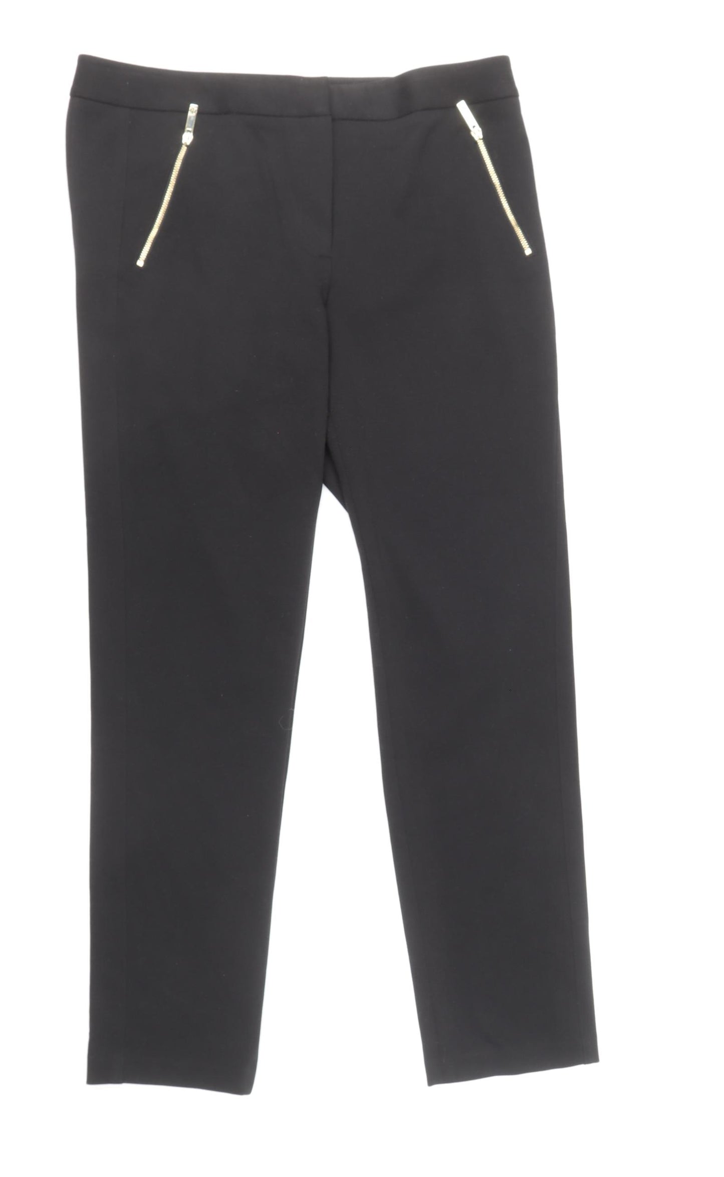 Tommy Hilfiger Womens Black Polyester Trousers Size 10 Regular Zip