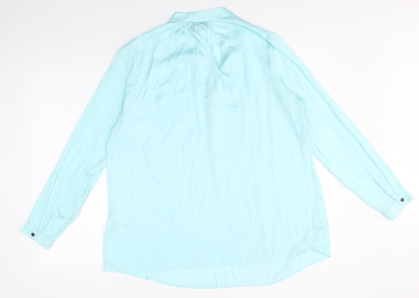 LIVE UNLIMITED Womens Blue Polyester Basic Blouse Size 14 V-Neck