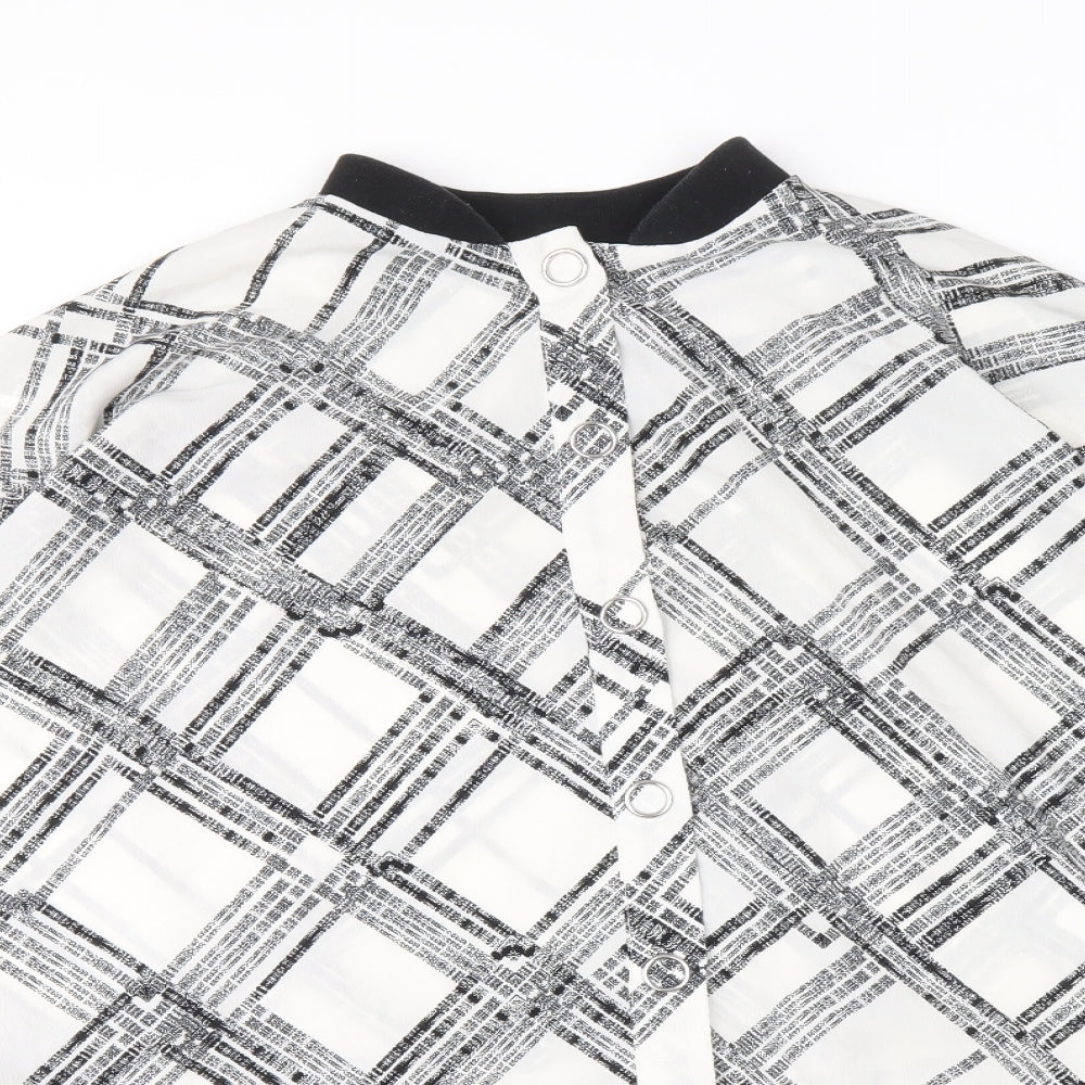 River Island Womens White Plaid Polyester Basic Blouse Size 10 Round Neck