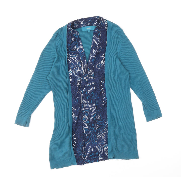 NEXT Womens Black V-Neck Floral Cotton Cardigan Jumper Size 10