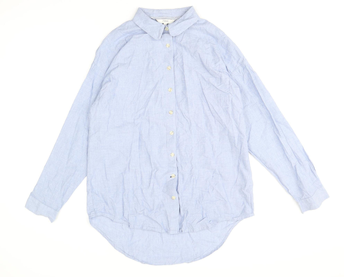 NEXT Womens Blue 100% Cotton Basic Button-Up Size 10 Collared