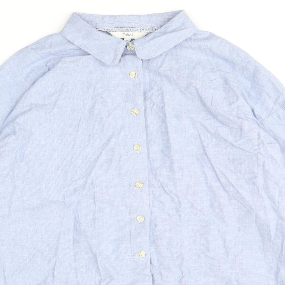 NEXT Womens Blue 100% Cotton Basic Button-Up Size 10 Collared