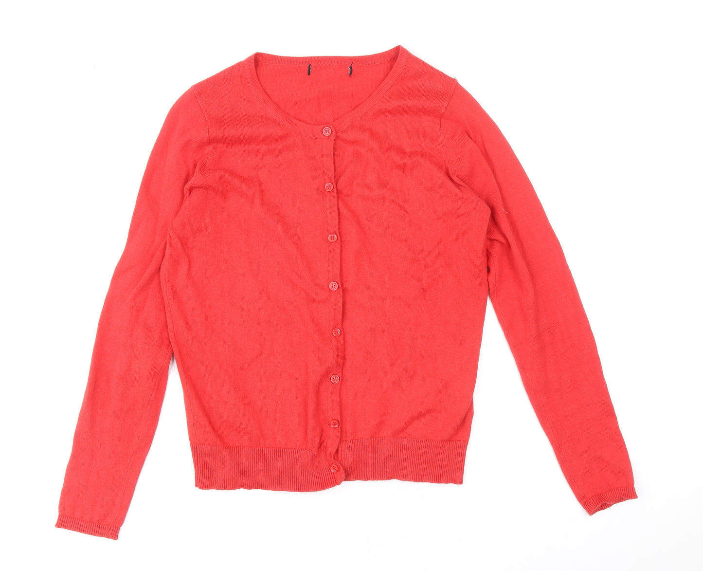 Atmosphere Womens Red Round Neck Cotton Cardigan Jumper Size 12