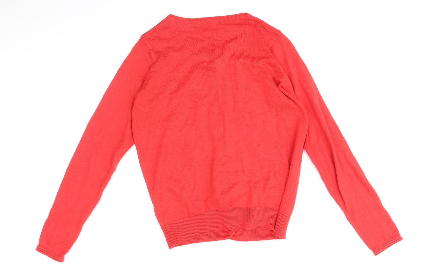 Atmosphere Womens Red Round Neck Cotton Cardigan Jumper Size 12