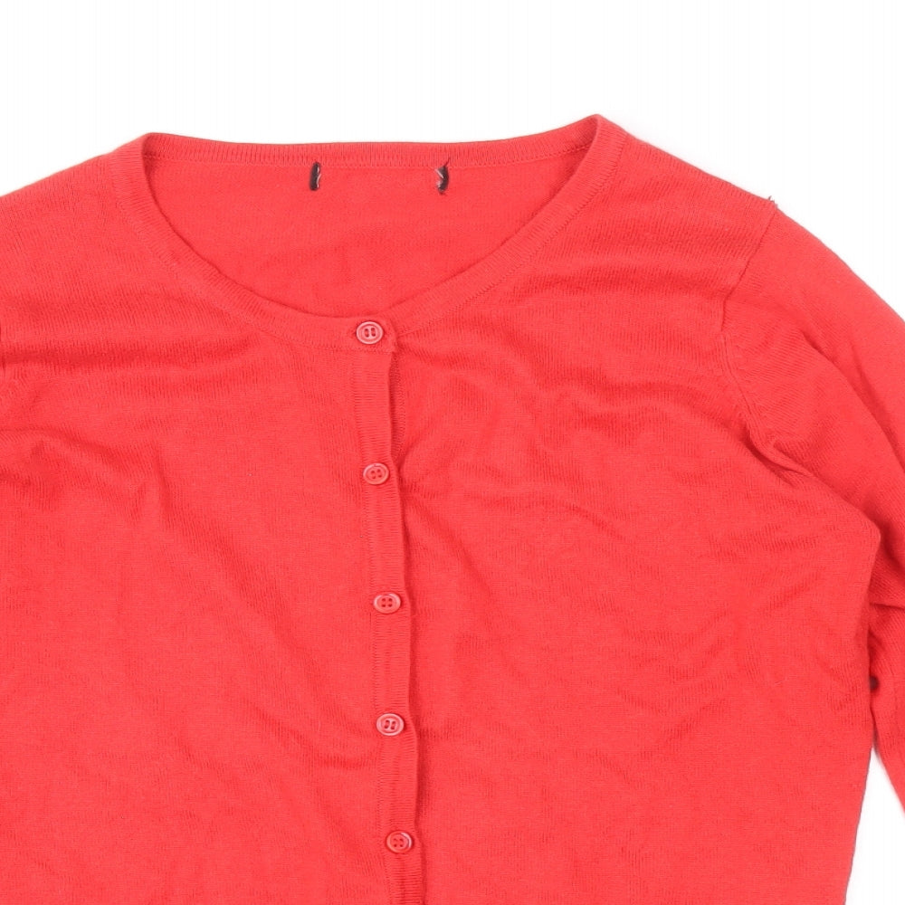 Atmosphere Womens Red Round Neck Cotton Cardigan Jumper Size 12