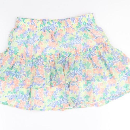 Marks and Spencer Girls Multicoloured Geometric Polyester A-Line Skirt Size 8-9 Years Regular Pull On