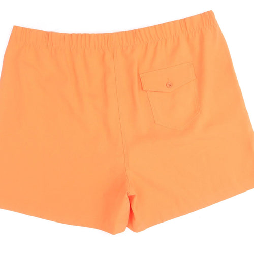 Marks and Spencer Womens Orange Polyester Basic Shorts Size 24 Regular Pull On