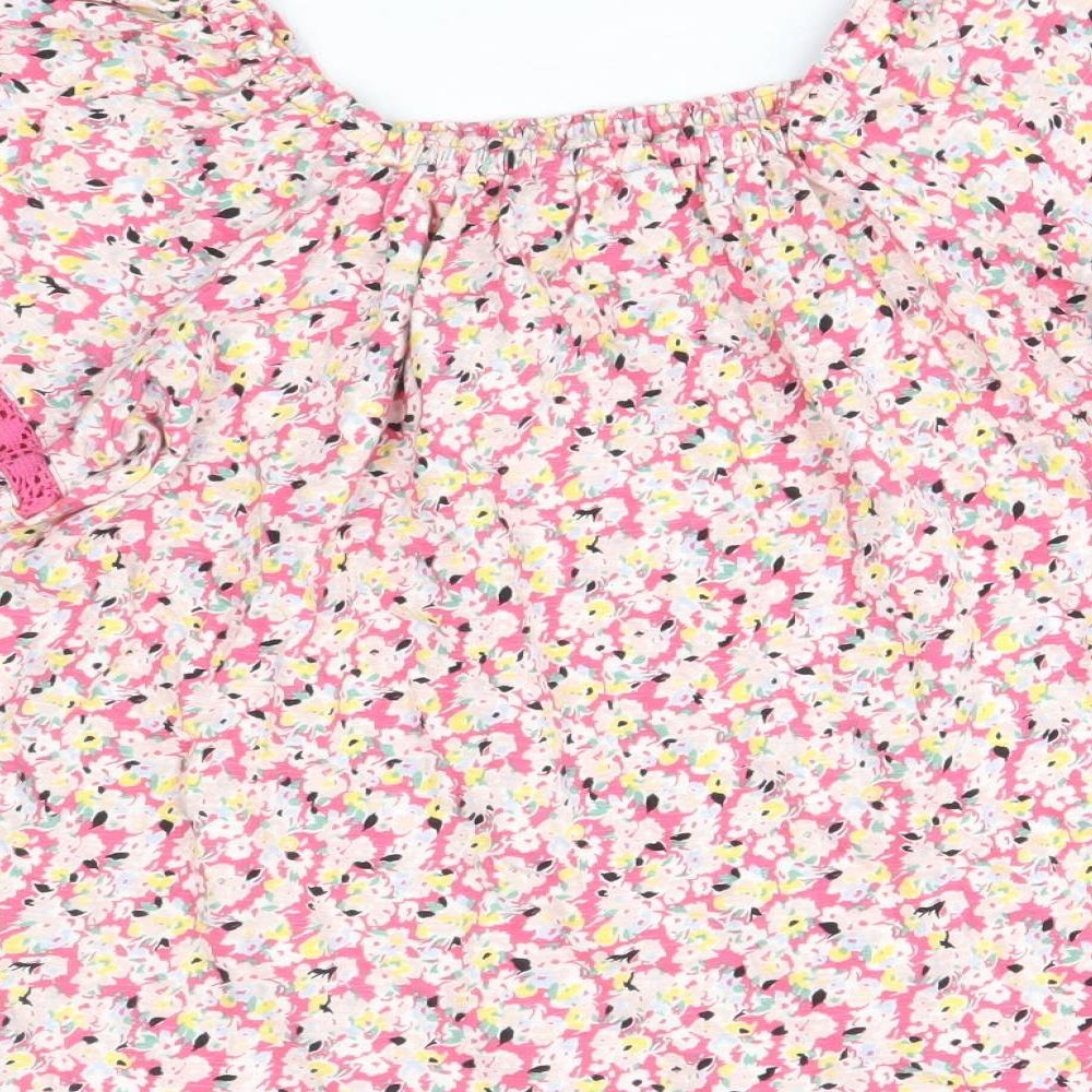 Marks and Spencer Womens Multicoloured Floral 100% Cotton Basic Blouse Size 10 Square Neck
