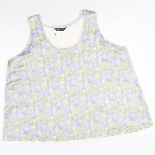 Marks and Spencer Womens Multicoloured Geometric Polyester Basic Tank Size 24 Scoop Neck