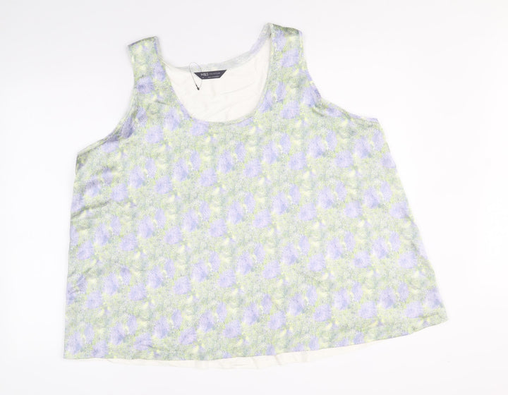 Marks and Spencer Womens Multicoloured Geometric Polyester Basic Tank Size 24 Scoop Neck