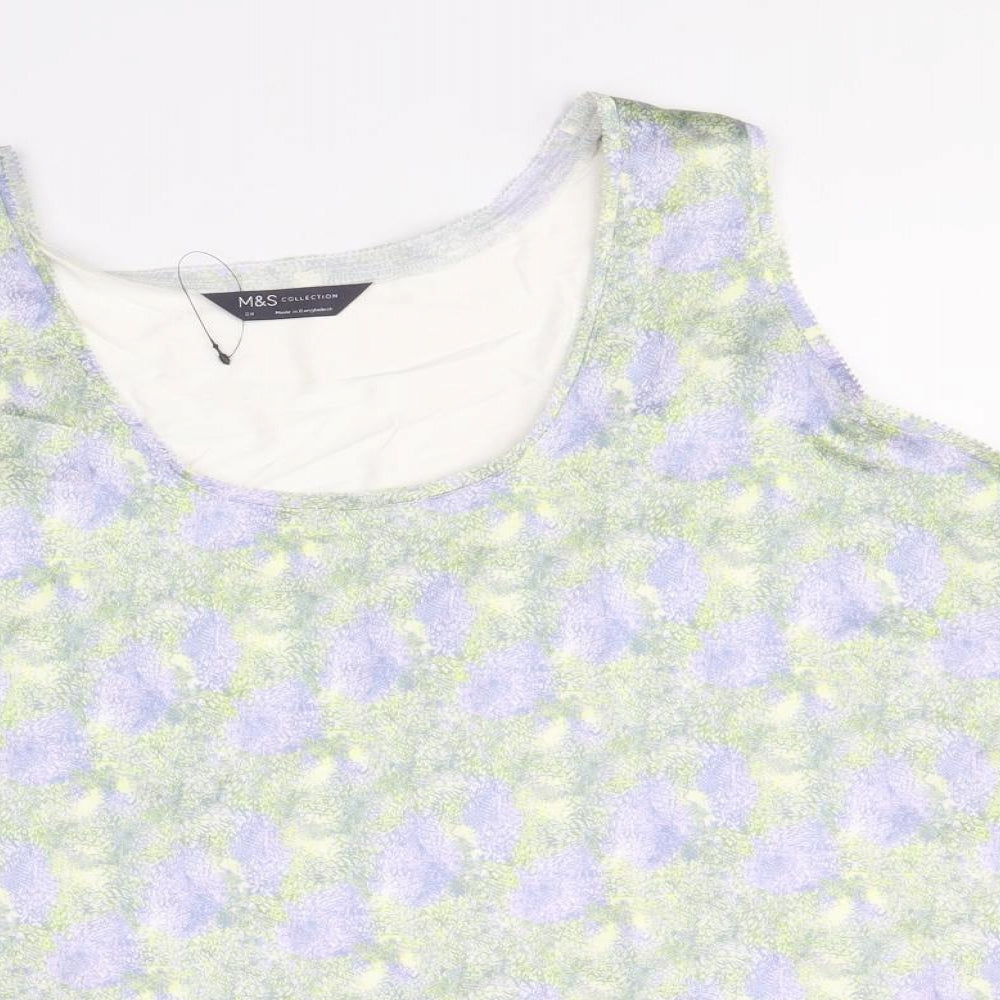 Marks and Spencer Womens Multicoloured Geometric Polyester Basic Tank Size 24 Scoop Neck
