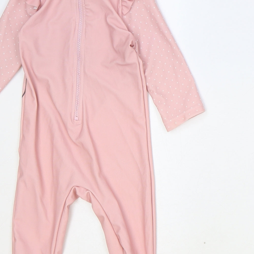 George Girls Pink Polyester Romper One-Piece Size 3-6 Months Zip - Swimsuit, Minnie Mouse