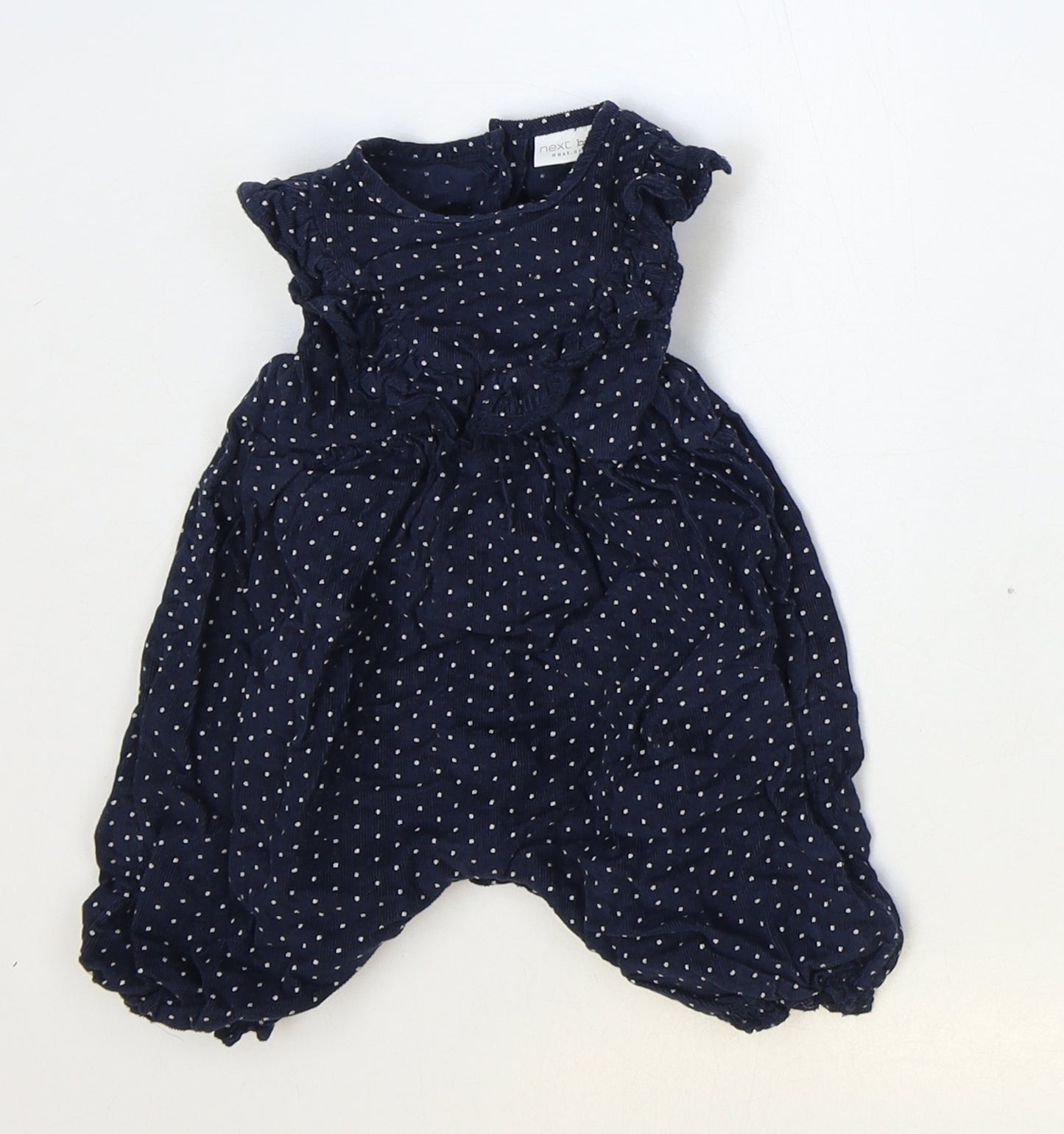 NEXT Girls Blue Polka Dot 100% Cotton Romper One-Piece Size 0-3 Months Button