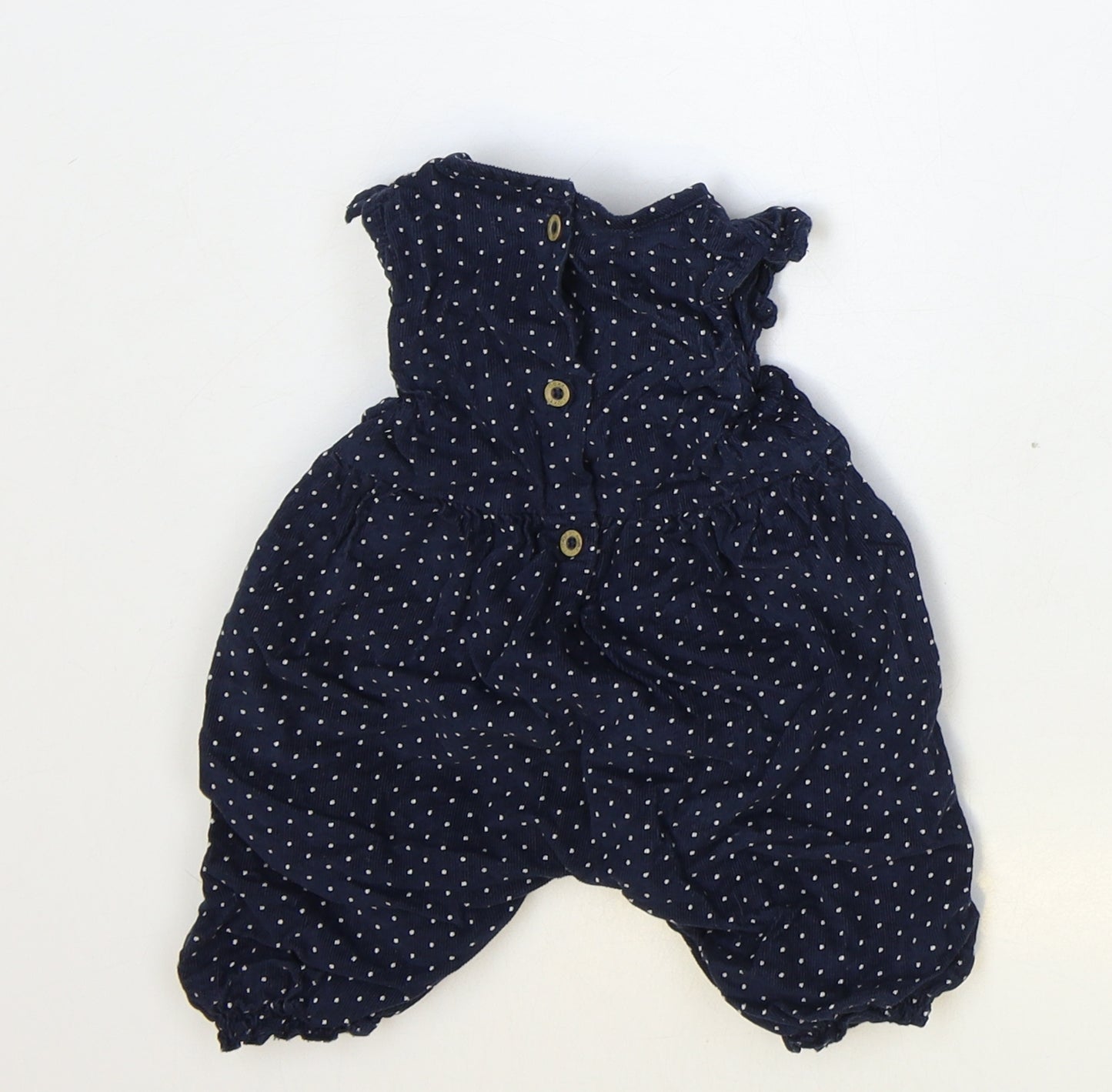 NEXT Girls Blue Polka Dot 100% Cotton Romper One-Piece Size 0-3 Months Button