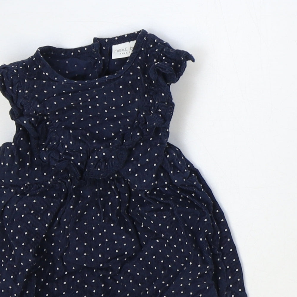 NEXT Girls Blue Polka Dot 100% Cotton Romper One-Piece Size 0-3 Months Button