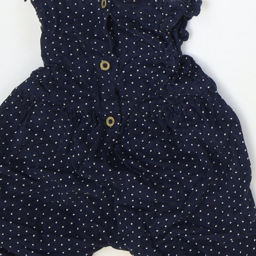 NEXT Girls Blue Polka Dot 100% Cotton Romper One-Piece Size 0-3 Months Button