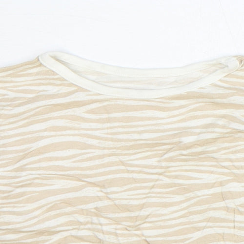 George Girls Brown Animal Print 100% Cotton Basic T-Shirt Size 6-9 Months Round Neck Pullover