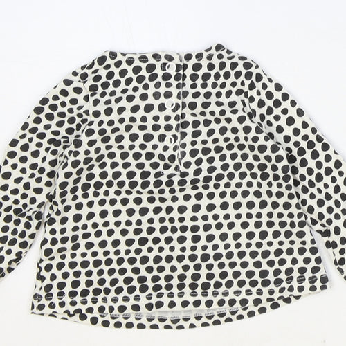 TU Girls Black Geometric 100% Cotton Basic T-Shirt Size 0-3 Months Square Neck Snap