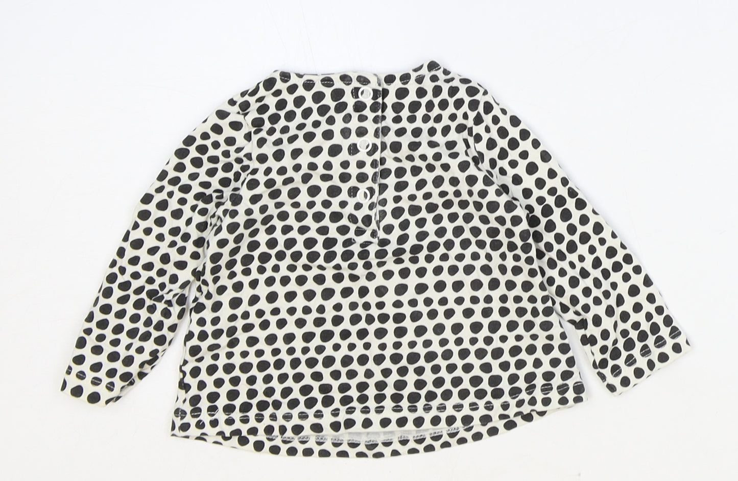 TU Girls Black Geometric 100% Cotton Basic T-Shirt Size 0-3 Months Square Neck Snap
