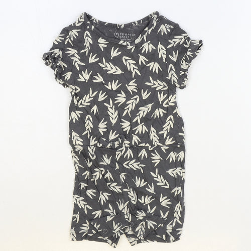Primark Girls Grey Geometric Polyester Romper One-Piece Size 6-9 Months Snap