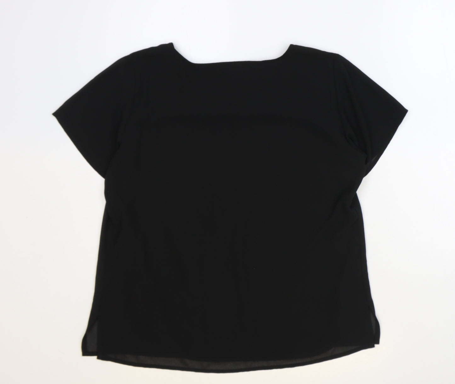Xara Womens Black Polyester Basic Blouse Size L Round Neck