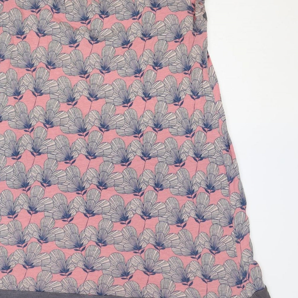 White Stuff Womens Pink Geometric 100% Cotton Basic T-Shirt Size 12 Square Neck