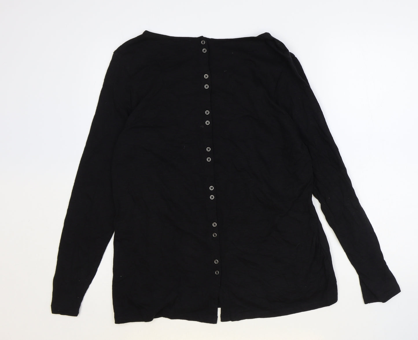 F&F Womens Black 100% Cotton Basic Blouse Size 14 Round Neck