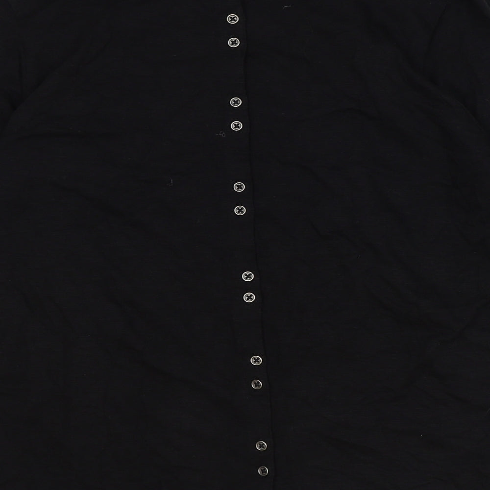 F&F Womens Black 100% Cotton Basic Blouse Size 14 Round Neck