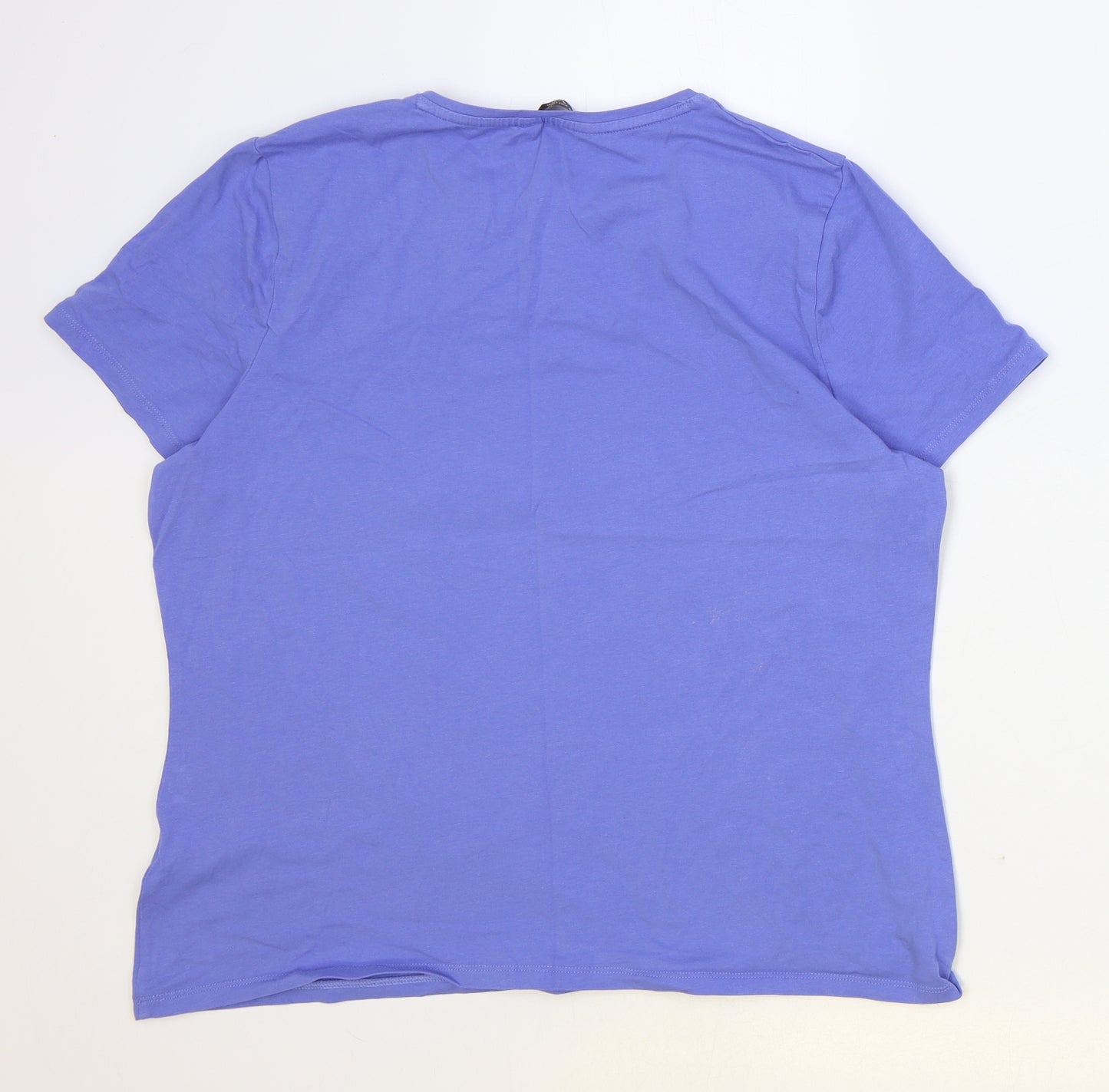 Marks and Spencer Womens Blue Cotton Basic T-Shirt Size 18 Scoop Neck - Wildflowers