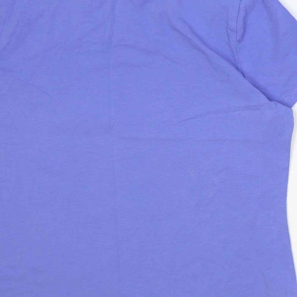 Marks and Spencer Womens Blue Cotton Basic T-Shirt Size 18 Scoop Neck - Wildflowers